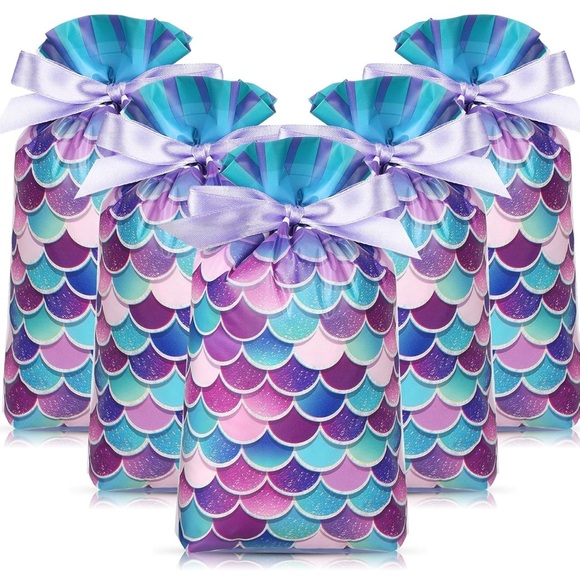 Other - 50 Mermaid Scales Party Favor Bags - Purple, Blue, Pink Plastic with Drawstring